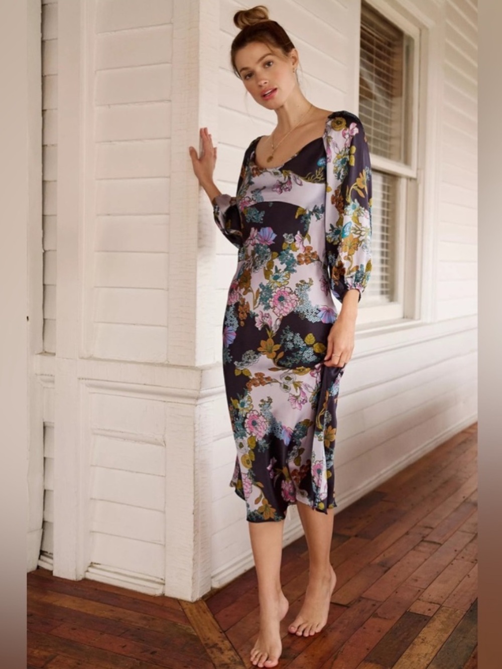 Anthropologie silky midi sleep dress NWT 100% silk